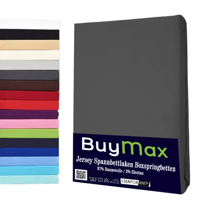 Produktbild von Buymax® Spannbettlaken Wasserbettlaken Jersey Wasserbett Boxspringbett 140x200-160x220 cm 160g/m² Farbe: Anthrazit