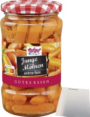 Produktbild von Hofgut Möhren extra fein (370ml Glas) + usy Block