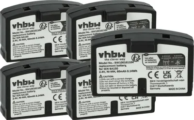 Produktbild von vhbw 5x Akku Ersatz für Sennheiser BA151, BA150 für Wireless Headset Kopfhörer (60 mAh, 2,4 V, NiMH)