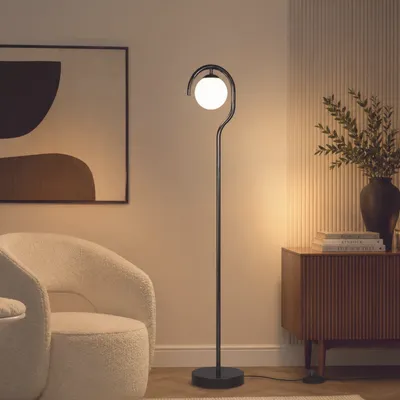 Productafbeelding van Opviq, moderne staande lamp, zwart, metalen behuizing, E27, 160 cm