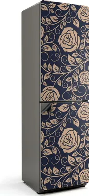 Zdjęcie produktu dla Kwiatowy wzór z liśćmi - Magnetyczna osłona lodówki - Folia dekoracyjna magnetyczna do kuchni - Magnes na lodówkę deco - Samoprzylepna tablica magnetyczna - Folia magnetyczna na drzwi lodówki - 60x205 cm
