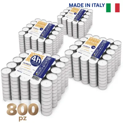 Immagine prodotto di HORECA CANDLES tea lights 800 pz - bianco, 4h di combustione, non profumato, matrimonio, decorazione