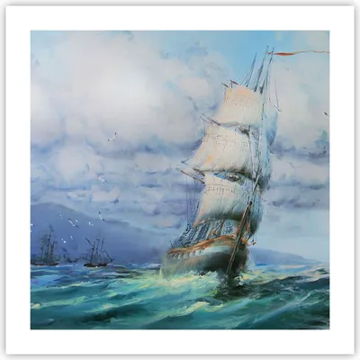 Produktbild von Poster - Poster ohne Rahmen - Meer Segelschiff - 50x50 cm - Wand Bild - Wanddeko - Wandbilder - Kunstposter - Wandposter - Bilder - Kunstdruck - Wanddekoration - Wandbild - P2XAC50x50-3782