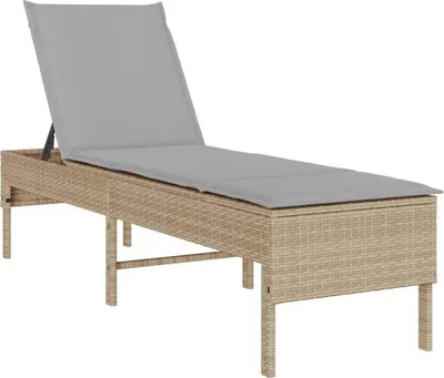 Obrázok produktu pre vidaXL Lehátko s vankúšom Béžová 55x200x44 cm Polyratan