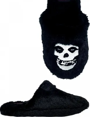 Produktbild von Schwarze Kreepy Kozy Misfits Plüsch Hausschuhe für Halloween Größe: 37,5
