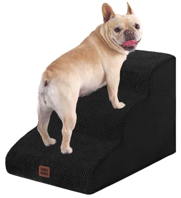 Hundetreppe 3 Stufen, Schaumstoff, 40x57x40 cm, Schwarz