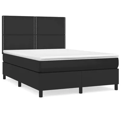 Produktbild von vidaXL Boxspringbett mit Matratze Schwarz 140x200 cm Kunstleder