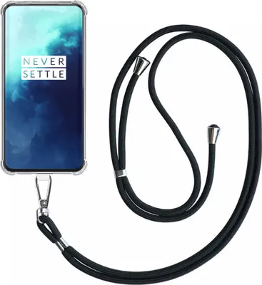Produktbild von Handyhülle geeignet für OnePlus 7T Pro Transparent ShockProof mit abnehmbarem Universal Telefon Lanyard - Cover Case Silikon ShockProof mit Lanyard - Smartphonics