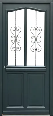 Image de Porte d'entree Bois vitree, Sabrina , gris RAL7016, H215 x L90 p, droit Cote Tableau