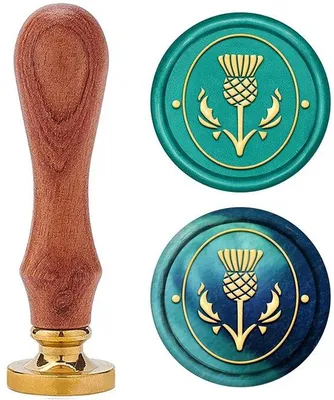 Produktbild von Retro-Holzstempel - 25mm - für Einladungskarten, Hochzeit, Thistle-Gras - Holzgriff - dekorativer Gutschein