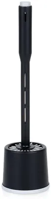 Obrázek produktu pro Čisticí kartáč na toaletu - silikonový držák - dávkovač tekutin - 40 cm - černá barva