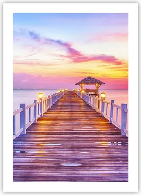 Produktbild von Poster - Poster ohne Rahmen - Sonnenuntergang Wasser Brücke Horizont - 50x70 cm - Wand Bild - Wanddeko - Wandbilder - Kunstposter - Wandposter - Bilder - Kunstdruck - Wandbild - P2XPA50x70-2515