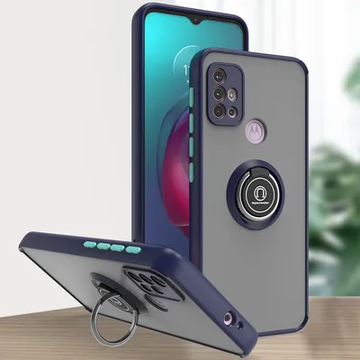 Produktbild von Moto G10 / G20 / G30 Hülle, Ring Halter Ständer Matte Transluzent TPU Rahmen Stoßfest Schutzhülle für Motorola Moto G10 / G20 / G30 Blau