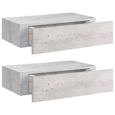Produktbild von vidaXL Wandregale mit Schubladen 2 Stk. Betongrau 40x23,5x10 cm MDF