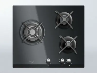 Produktbild von Whirlpool Gaskochfeld AKT 404/NB, integriert, 3 Zonen, Schwarz, gehärtetes Glas, Drehregler, einhändige Zündung