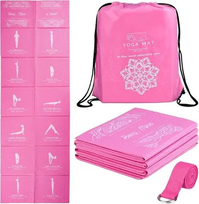 Produktbild von Faltbare Yogamatte für Frauen – Rutschfeste Fitnessmatte – Inklusive Trainingsband – Ideal für Yoga und Pilates