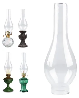Productafbeelding van Omgoods- Lampenkap Vervangglas - Olielamp - Petroleumlamp - Retro Vintage - Hoogte 24cm - Basis 5cm - Olie Lamp