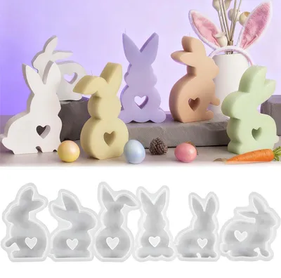 Produktbild von Silikonformen für Osterhasen, Gussformen für Osterhasen, Gipsformen zum Kerzengießen