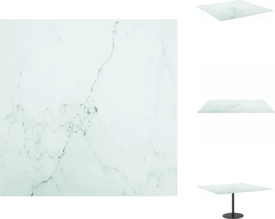 Immagine prodotto di vidaXL Piano da tavolo bianco 80x80 cm in vetro temperato 6 mm effetto marmo - Piani da tavolo