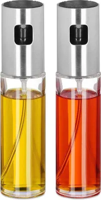 Image de Distributeur d'huile et de vinaigre - 100 ml - Set de 2 vaporisateurs en verre pour la cuisine, la pâtisserie et la friture
