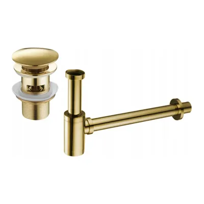 Image de Siphon de lavabo avec bec click-clack et trop-plein, or (7992050-50)