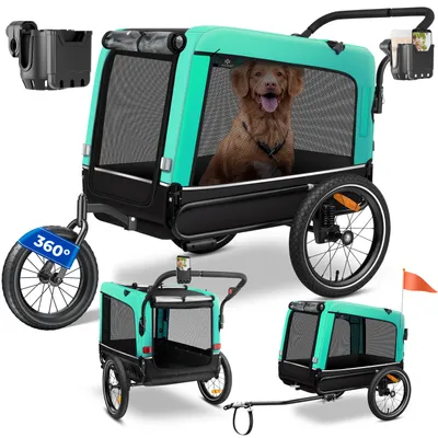 Produktbild von KESSER® Hundeanhänger Boxer 3-in-1 Hundebuggy & Jogger Fahrradanhänger groß ca. 240 Liter Volumen, gefedert, 360° Grad Vorderrad, 600D Oxford Canvas, SmartSpace Concept, maximale Belastbarkeit: 40 kg
