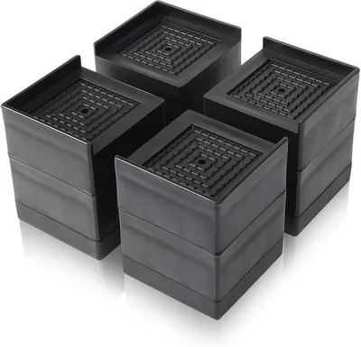 Produktbild von Möbelverhoger 7,5 cm Schwarz Set mit Antirutsch-Pads