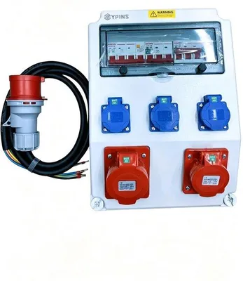 Zdjęcie produktu dla EYPINS Rozdzielacz zasilania z zabezpieczeniem LS+FI, rozdzielnica ścienna, 2 gniazda Schuko 230 V, 2 gniazda CEE 16 A/32 A, 1 gniazdo 32 A