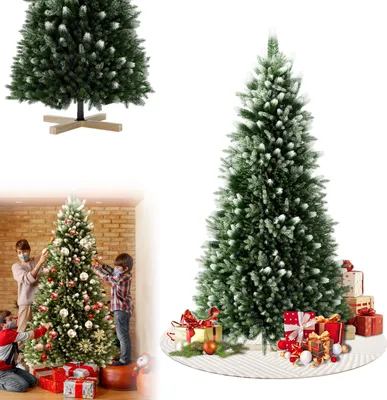 Obrázek produktu pro YARDIN Umělý vánoční stromek se sněhovým efektem, 150cm vánoční stromek, materiál PVC+PE, automaticky skládací jedle, vánoční dekorace