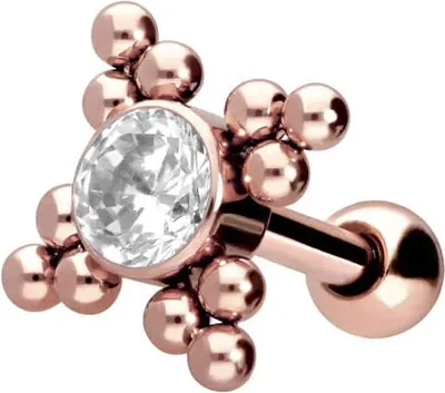 Produktbild von Ohrpiercing Chirurgenstahl Ohrpiercing KRISTALL + 4 KUGELDREIECKE