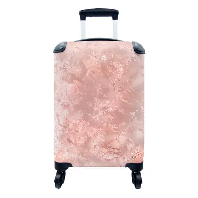 Produktbild von MuchoWow® Koffer Handgepäck Trolley Rollkoffer Kleine Reisekoffer mit 4 Rollen - Marmor - Glitzer - Rosa - Cabin Size < 55x40x23 cm & 55x40x20 cm - Fotokoffer - Kabinenkoffer - Boardgepäck - Reise-Box - Reisekoffer - Reisegepäck - Koffer mit Bild - Trolley für Kinder