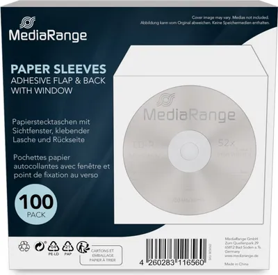 Produktbild von MediaRange Papierstecktaschen m. Sichtfenster, 100er-Pack