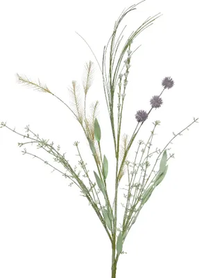 Produktbild von Kunstblumen Zweig Wildblumen und Gräser 70cm grün / lila