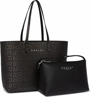 Produktbild von REPLAY Schultertasche Shopper Black + Brown Cocoa dunkelbraun