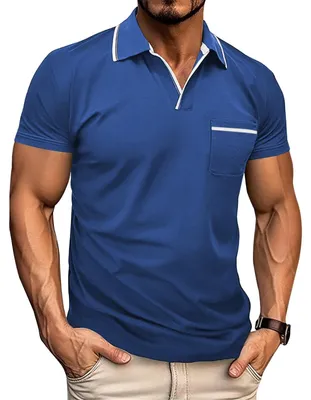 Immagine prodotto di Camicia polo casual a maniche corte e scollo a V da uomo