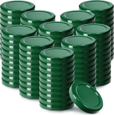 Immagine prodotto di Set di coperchi per conserve in metallo KADAX "Kalbo", con 4 denti a scatto, verde, 53 mm, 100 pezzi