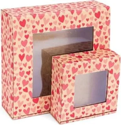 Zdjęcie produktu dla Kartonik prezentowe z okienkiem w serduszka 150x140x55mm