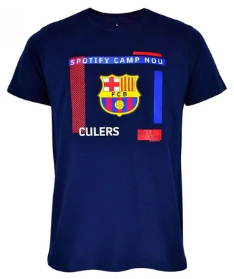 Image de T-shirt pour hommes du FC Barcelona, modèle 5001CETST, 100% coton, produit officiel sous licence, couleur : bleu foncé