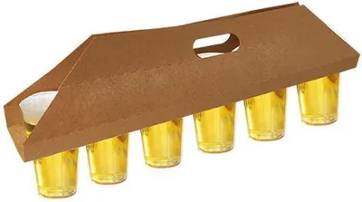 Produktbild von Tragetabletts, Pappe "pure" 12 cm x 9,5 cm x 62 cm braun für 6 Trinkbecher