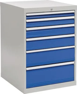 Immagine prodotto di Cassettiera H1019xL705xD736mm grigio chiaro/blu scuro 6 cassetti. Estrazione totale