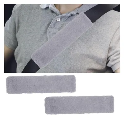 Produktbild von Auto Gurtpolster 2 Stück Grau Strapazierfähig Weich Kaninchenfellimitat