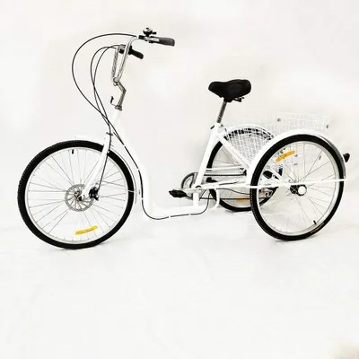 Produktbild von 26 palcová tříkolka Dámské kolo 3 Wheel Dospělé kolo s košíkem Bílé nákupní kolo