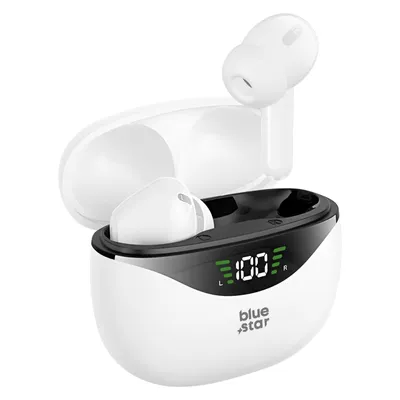 Obrázek produktu pro Blue Star, Bluetooth sluchátka Dotykové ovládání 4,5 hodiny provozu Vodotěsnost IPX4, bílá