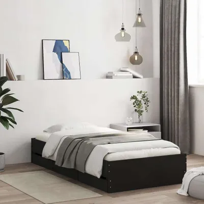 Produktbild von Bettgestell mit Schubladen Schwarz 75x190 cm Holzwerkstoff 3207330