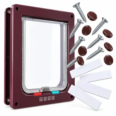 Obrázek produktu pro dvířka pro kočku dvířka pro psa výklopná klapka 25x24 cm 4 režimy průchod do dveří