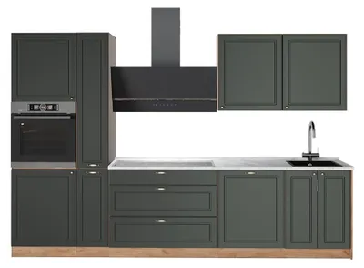 Zdjęcie produktu dla Zabudowa kuchenna Vicco Fame-Line Green Gold Country/Dąb goldkraft 310 cm, BP Marmur, Model 64302