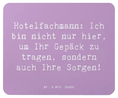 Produktbild von Mr. & Mrs. Panda Mauspad Spruch Hotelfachmann Sorge - Lavendeltraum - Geschenk, Verwaltung, laptop, Berufsstolz, Geschenke für Berufstätige, Serviceorientiert, kreative