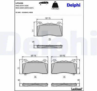 Produktbild von DELPHI Bremsbeläge Satz Vorne Bremsklötze für FORD FOCUS III LP3436