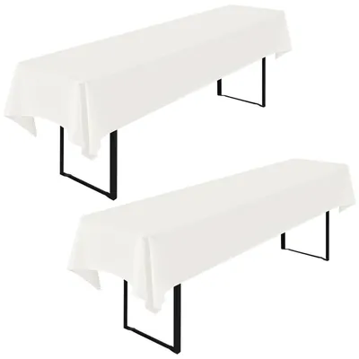 Produktbild von Biertischdecken-Set Elfenbein 2 Stück 260 x 110 cm Polyester rechteckig waschbar