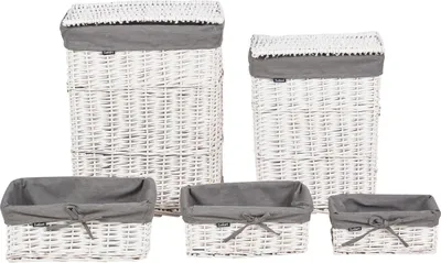 Obrázek produktu pro BELIANI Sada košů šedá a bílá vrbové proutí vnitřní látka boho styl moderní design